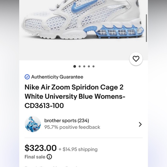 Nike Wmns Air Zoom Spiridon Cage 2 White University Blue - Picture 11 of 11